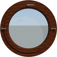 Деревянное окно - круг из лиственницы Модель 104 Орех